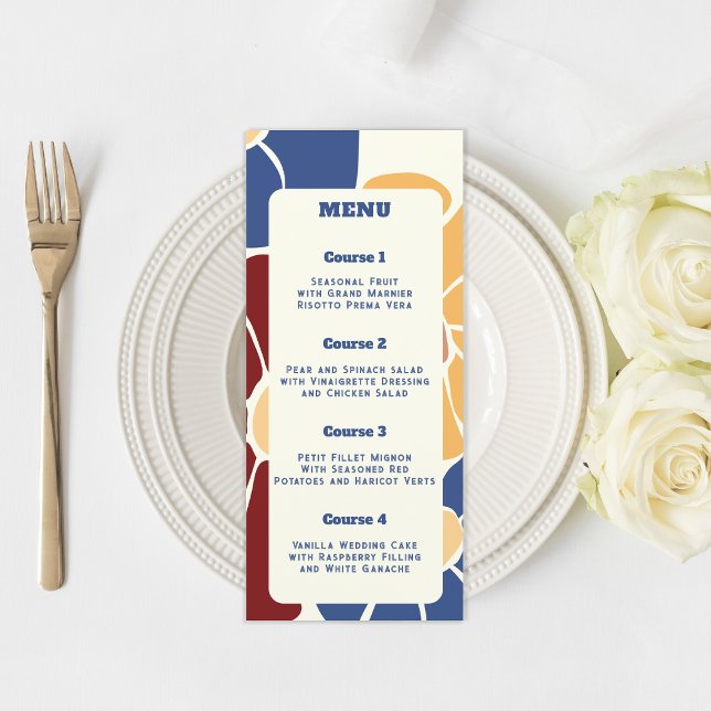 Menu Casamento Floral Chic Groovy Boho (Retro Groovy Boho Chic Floral Wedding Menu)