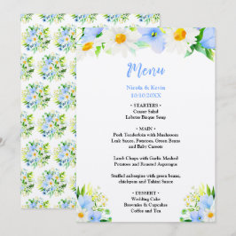 Menu Casamento Floral com Não-Me-Esqueças e Margaridas