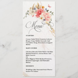 Menu Casamento Floral Cor-de-Rosa, Caligrafia Chica de
