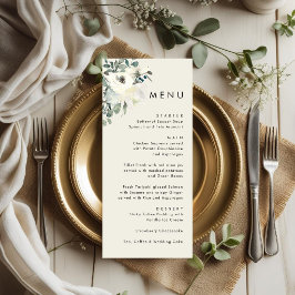 Menu Casamento Floral Creme Vintage Minimalista Elegant