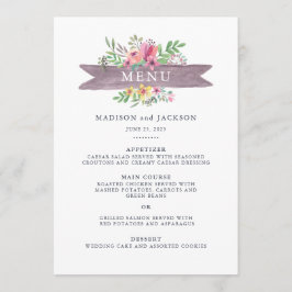 Menu Casamento floral da aguarela
