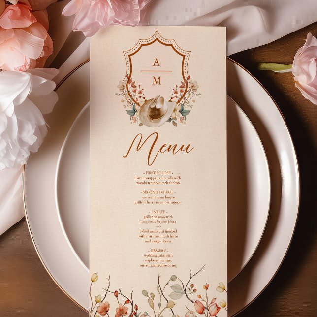 Menu Casamento Floral da Boêmia do País de Crest Ociden (Criador carregado)