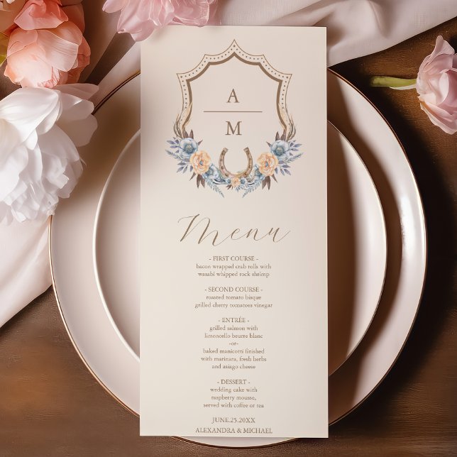 Menu Casamento Floral da Boêmia do País de Crest Ociden (Criador carregado)