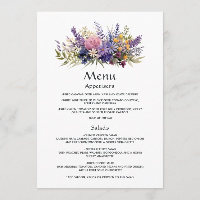 Menu Casamento Floral da Lavanda Digital (Frente)