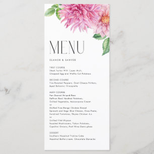 Menu Casamento Floral das Flores Dahlia Cor-de-Água Ros