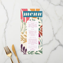 Menu Casamento Floral de Abstrato de Desencontro Colori