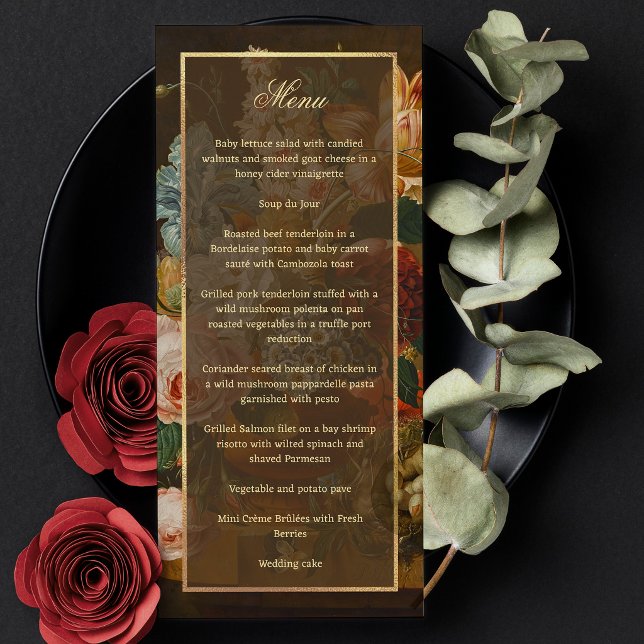 Menu Casamento Floral de Arte Fina Elegante (Criador carregado)