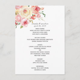 Menu Casamento Floral de Blush e Sage Green Watercolor