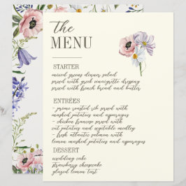 Menu Casamento Floral de Bordas Roxas e Cremes