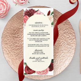 Menu Casamento Floral de Burgundy Fall