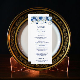 Menu Casamento floral de cor azul-víbora