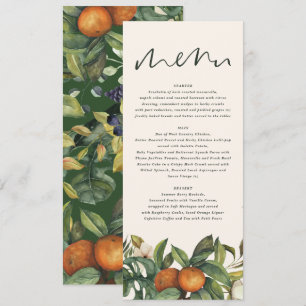 Menu Casamento floral de cor botânica dos citrinos de