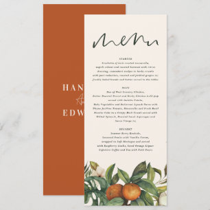 Menu Casamento floral de cor botânica dos citrinos de l