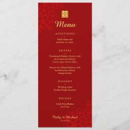Menu Casamento floral de Felicidade Vermelha Dupla