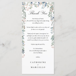 Menu Casamento Floral de Flores Selvagens Obrigado Cart