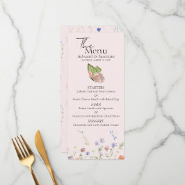 Menu Casamento Floral de Flores Silvestres Simples Mode