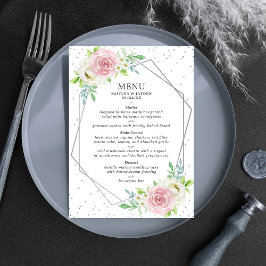 Menu Casamento Floral de Folha de Silver Geométrica Chi