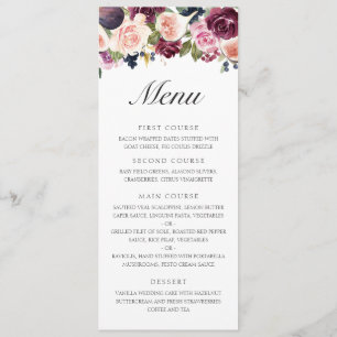 Menu Casamento Floral de Frutas Roxas Elegantes de Outo