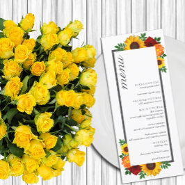 Menu Casamento Floral de Girassol do Pôr do Sol Rosa