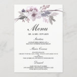 Menu Casamento Floral De Inverno Da Cinza Roxa Elegante<br><div class="desc">Coleção Elegante de Cinzas Roxas de Inverno de Casamento Floral de Inverno,  na loja de Niche e Nest.</div>