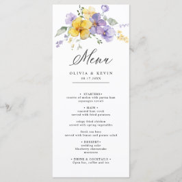 Menu Casamento Floral de Lavanda Amarelo-Roxo