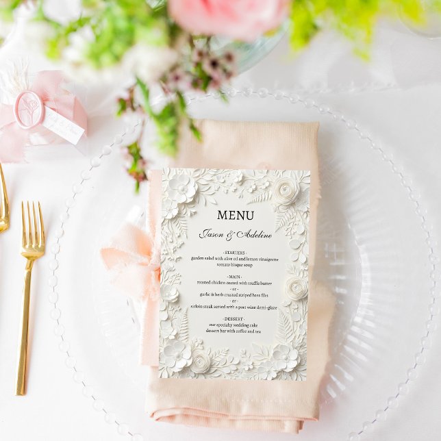 Menu Casamento Floral de Luxo Moderno (Criador carregado)