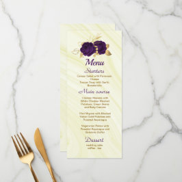 Menu casamento floral de ouro roxo e gico