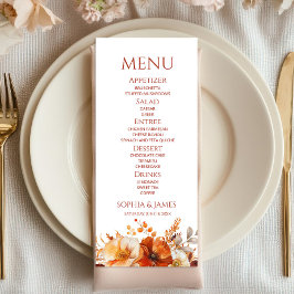 Menu Casamento Floral de Outono Elegante Rústico