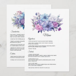 Menu Casamento Floral de Prata, Azul Icy e Lilac