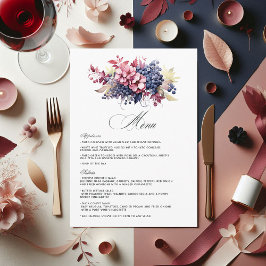 Menu Casamento Floral De Provando De Vinho, Marinho E B