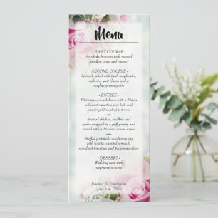 Menu Casamento Floral de Rosas Rosa Elegantes e Budas d