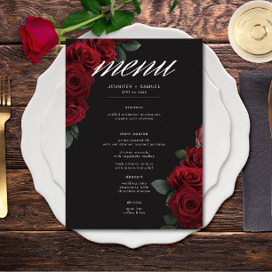 Menu Casamento Floral de Rosas vermelhas de Sangue Eleg