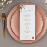 Menu Casamento floral de terracotta de outono elegante<br><div class="desc">A queda rústica moderna no outono queimou laranja torrado terracotta com cor d'água folhagem botânica elegante cartão de menu personalizado.</div>