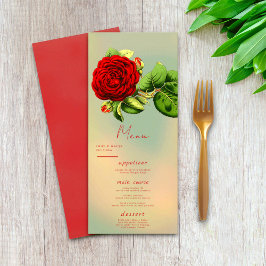 Menu Casamento Floral de Verão da Rosa vermelha Românti
