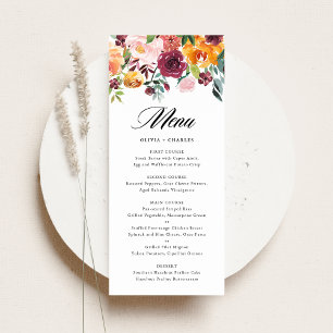 Menu Casamento Floral do Autumn Blooms