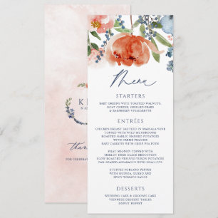 Menu Casamento Floral do Jardim Azul Pessegueiro Laranj