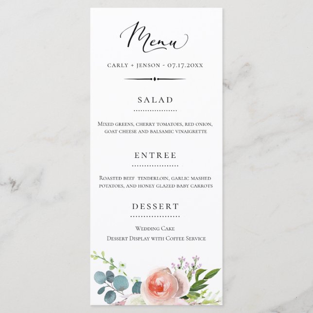 Menu Casamento Floral do Jardim Elegante (Frente)