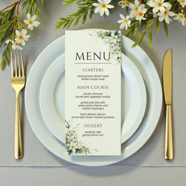 Menu Casamento Floral do Vale do Lírio Verde Sage (Sage Green Lily Valley Floral Wedding Menu)