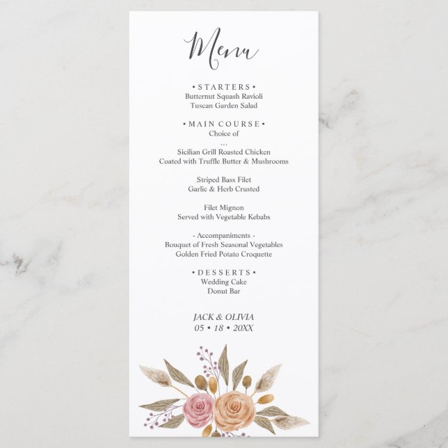 Menu Casamento Floral Elegante (Frente)