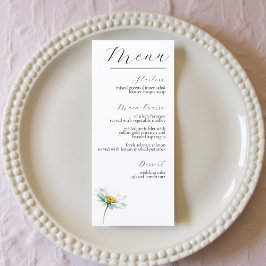 Menu Casamento Floral Elegante de Margarida em Aquarela