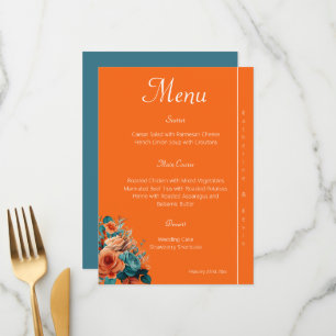 Menu Casamento Floral Elegante e Laranja
