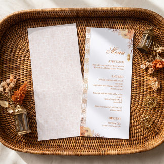 Menu Casamento Floral Elegante Lanterna Árabe