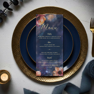 Menu Casamento Floral Galáxia Celestial Noite Estrelada