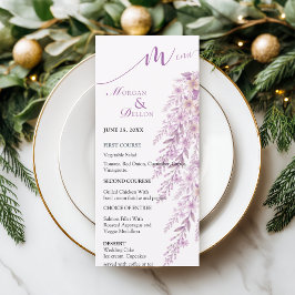 Menu Casamento Floral Lavanda Bege Sofisticado