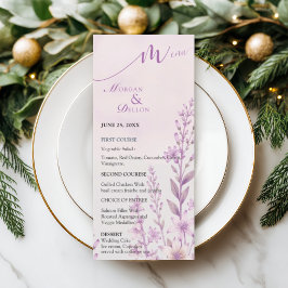 Menu Casamento Floral Lavanda Bege Suave Elegante