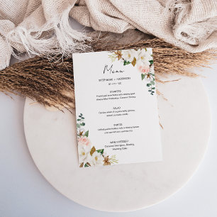 Menu Casamento Floral Magnolia Magnolia Cor-de-Rosa e B