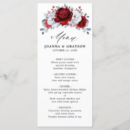Menu Casamento Floral Metálico Real de Prata Branca