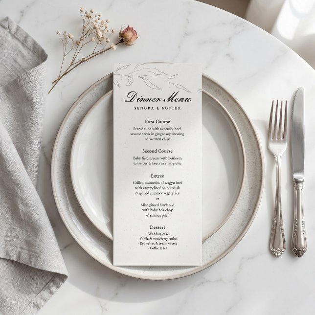 Menu Casamento Floral Minimalista Elegante (Elegant Minimalist Floral Wedding Menu
)