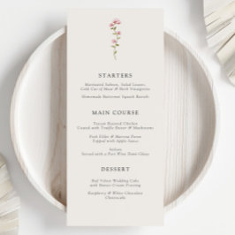 Menu Casamento Floral Mínimo de Beige Boho