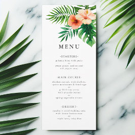 Menu Casamento Floral Moderno de Aquarela Tropical